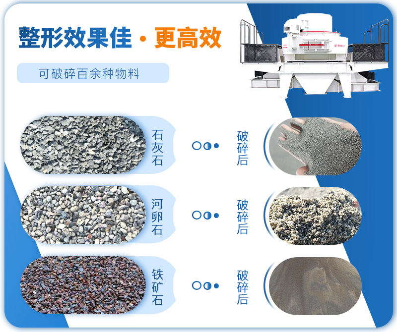 制砂機成品粒度多樣化，各種石料都不怕